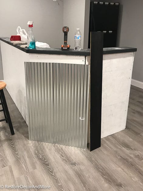 Basement Dry Bar Industrial Design, How To Build Corrugated Metal Bar