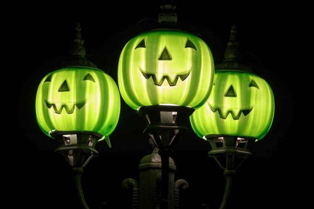 green pumpkin porch lights
