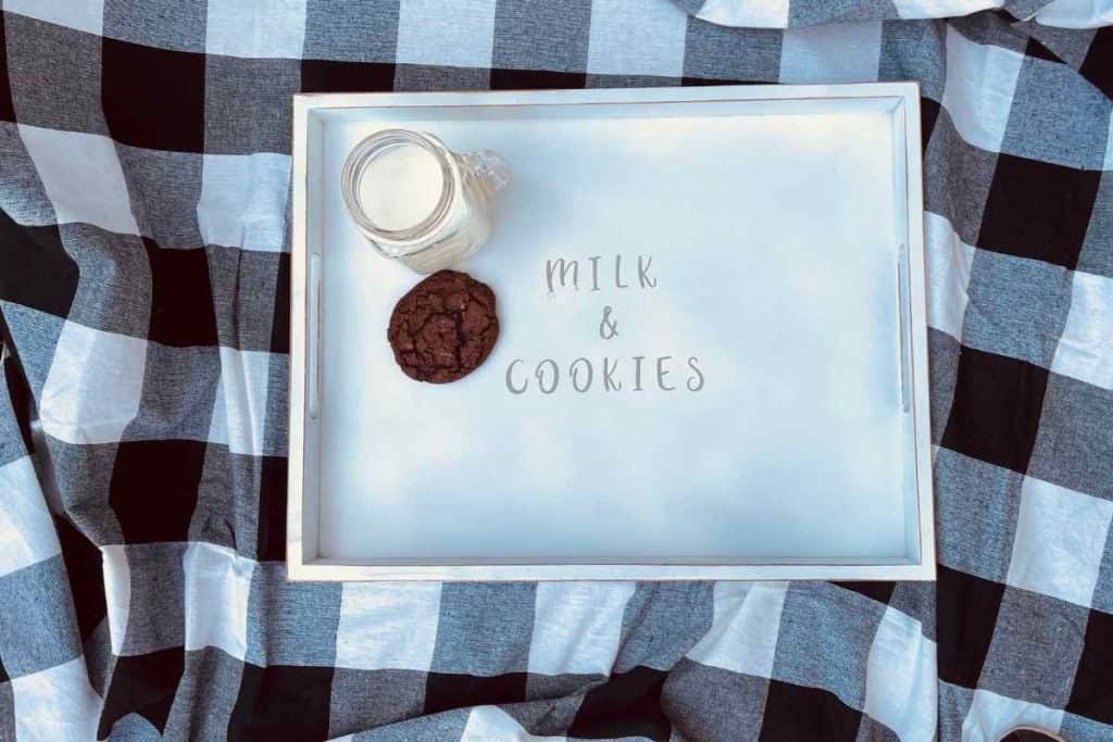 white Santa milk & cookies tray