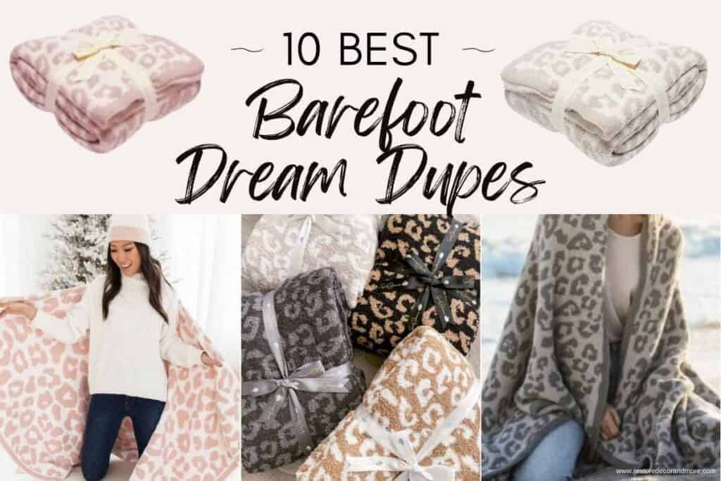 collage of barefoot dreams blanket dupes