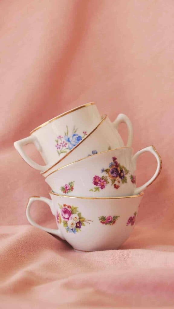 cottagcore wallpaper iPhone four teacups with flowers