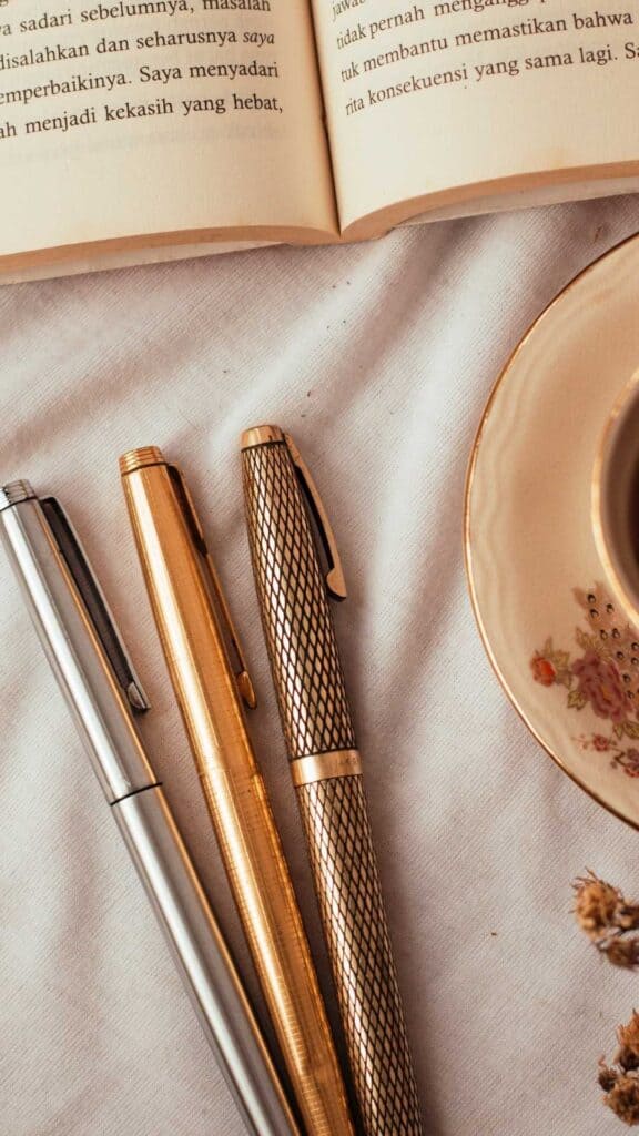 rose gold cute wallpaper pens book tea saucer