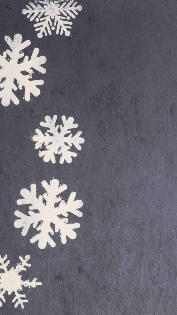aesthetic cute winter wallpaper grey background with 5 stamped snowflakes