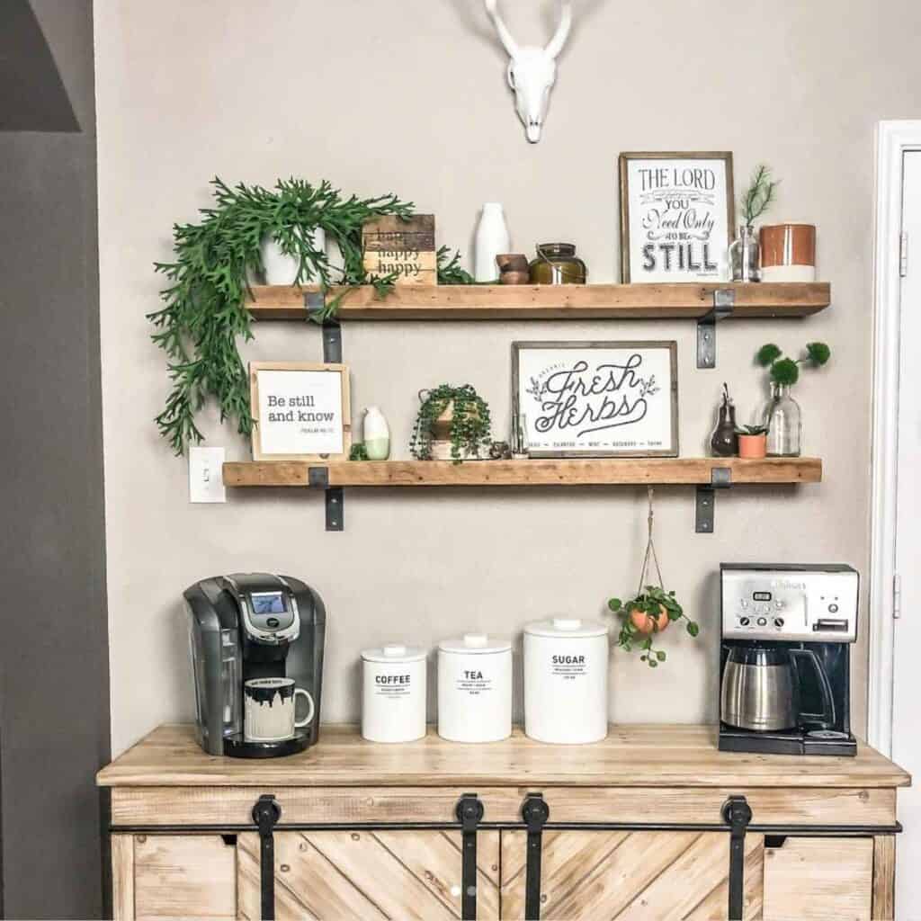 Create a Simple Coffee & Tea bar in your kitchen #DIY Shelf and