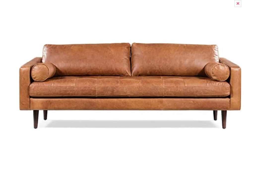 cognac Italian leather sofa