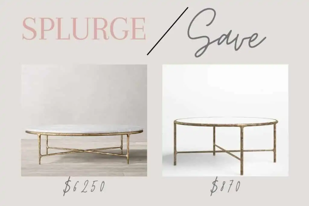 Restoration Hardware coffee table dupe for Thaddeus Marble table