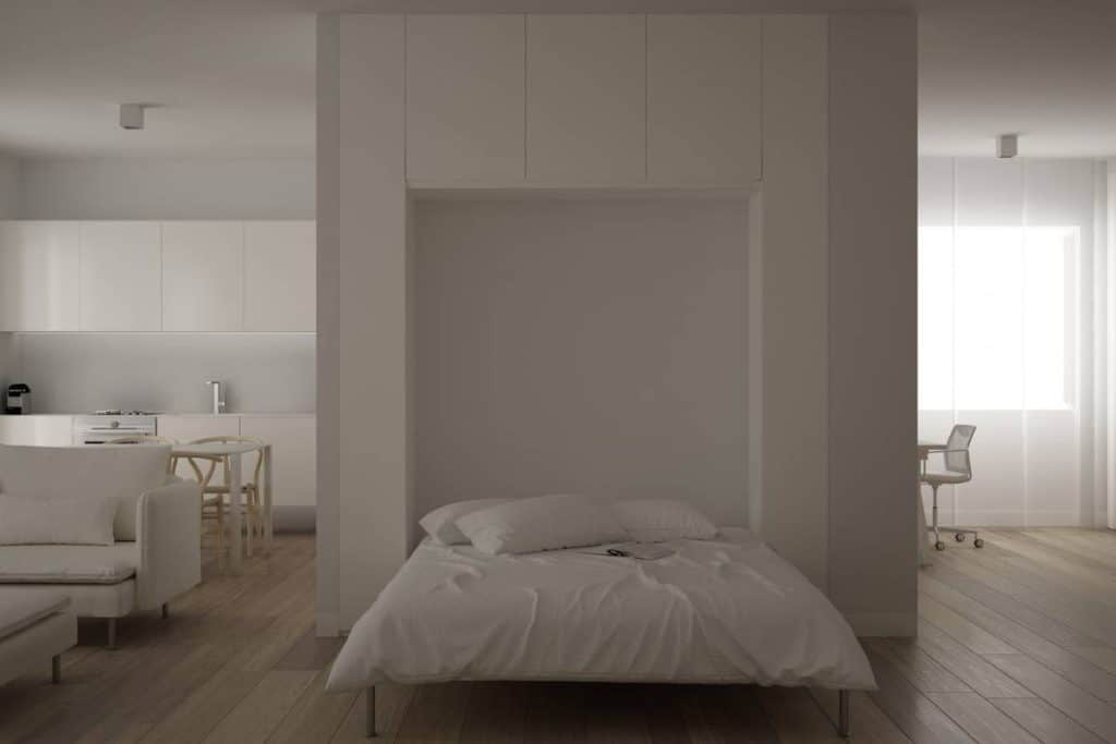 all white Murphy bed as bed alternative