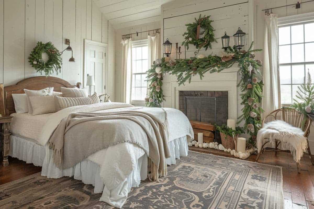 30+ Cozy Farmhouse Christmas Bedrooms! - Restore Decor & More