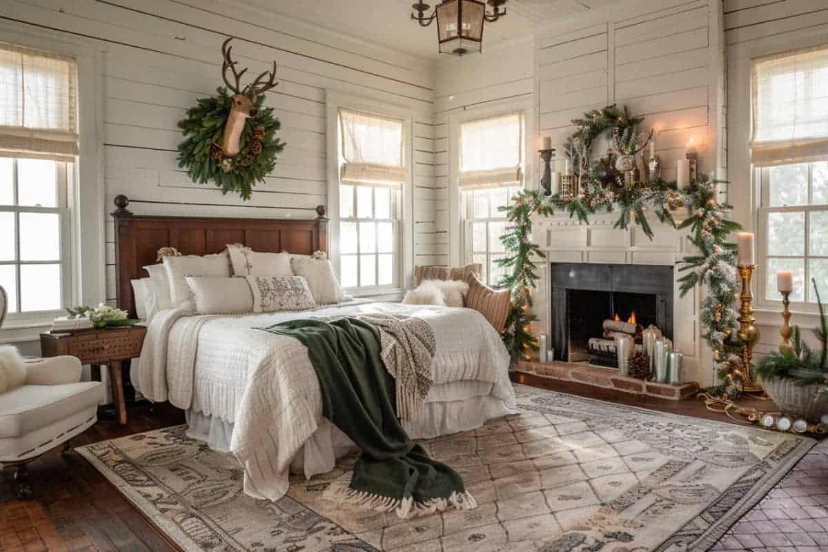 30+ Cozy Farmhouse Christmas Bedrooms! - Restore Decor & More