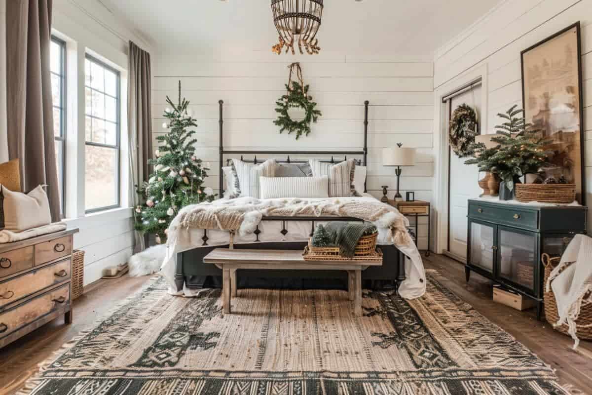 30+ Cozy Farmhouse Christmas Bedrooms! - Restore Decor & More