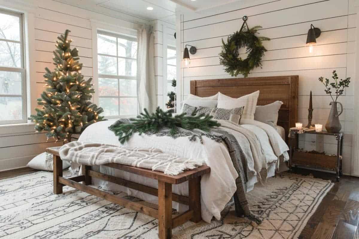 30+ Cozy Farmhouse Christmas Bedrooms! - Restore Decor & More