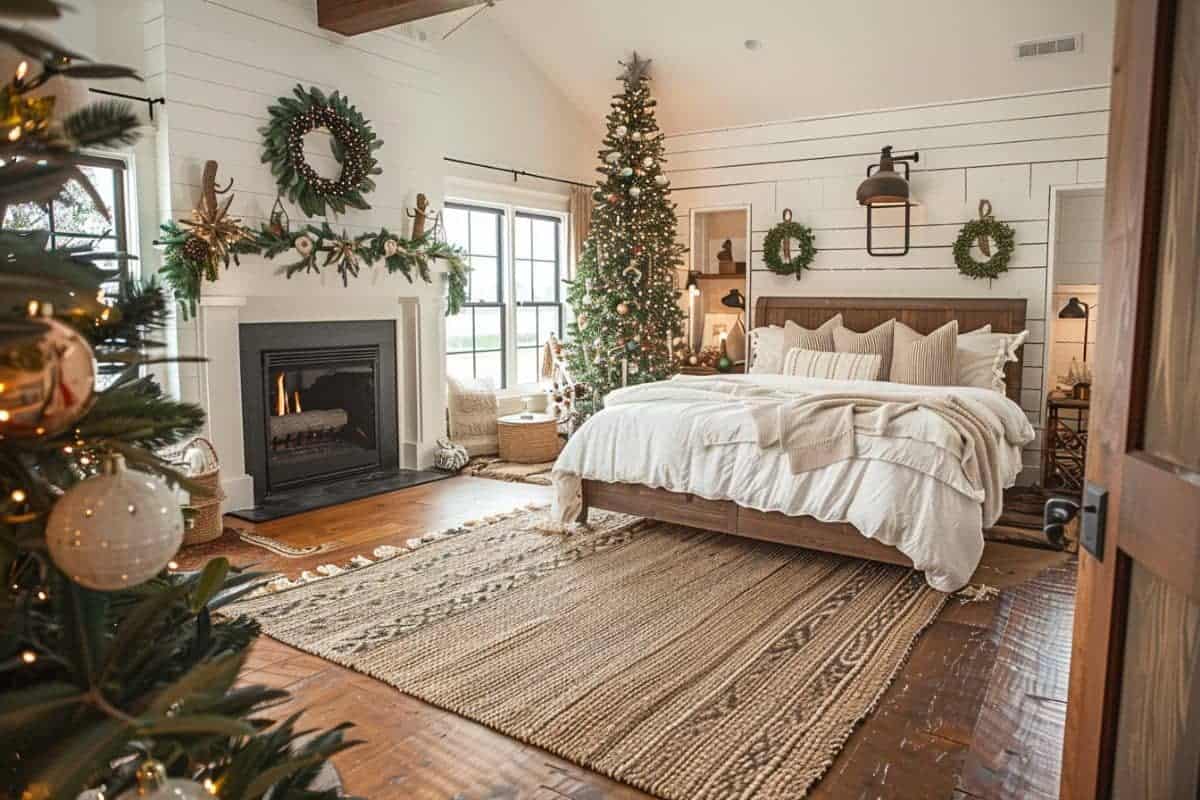 30+ Cozy Farmhouse Christmas Bedrooms! - Restore Decor & More