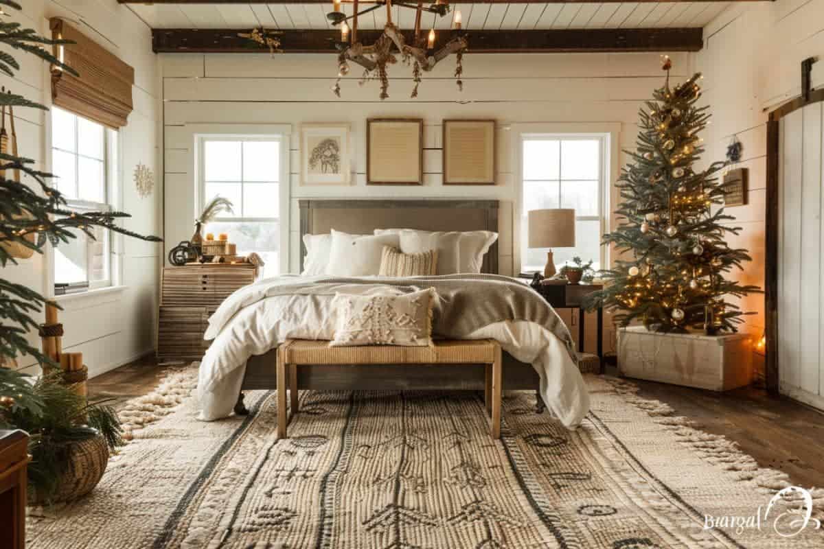 30+ Cozy Farmhouse Christmas Bedrooms! - Restore Decor & More