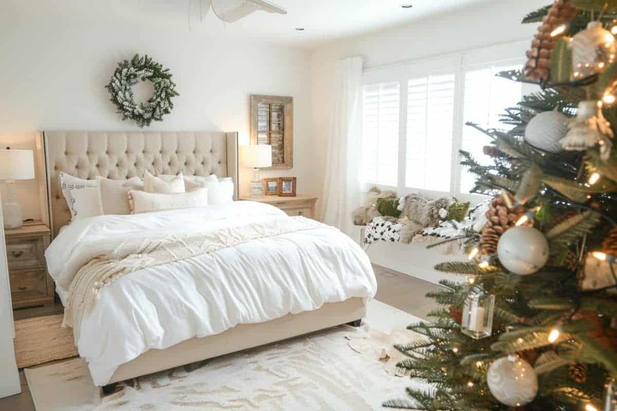 30+ Cozy Farmhouse Christmas Bedrooms! - Restore Decor & More