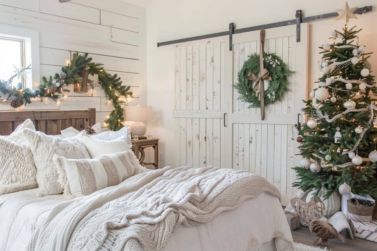 30+ Cozy Farmhouse Christmas Bedrooms! - Restore Decor & More
