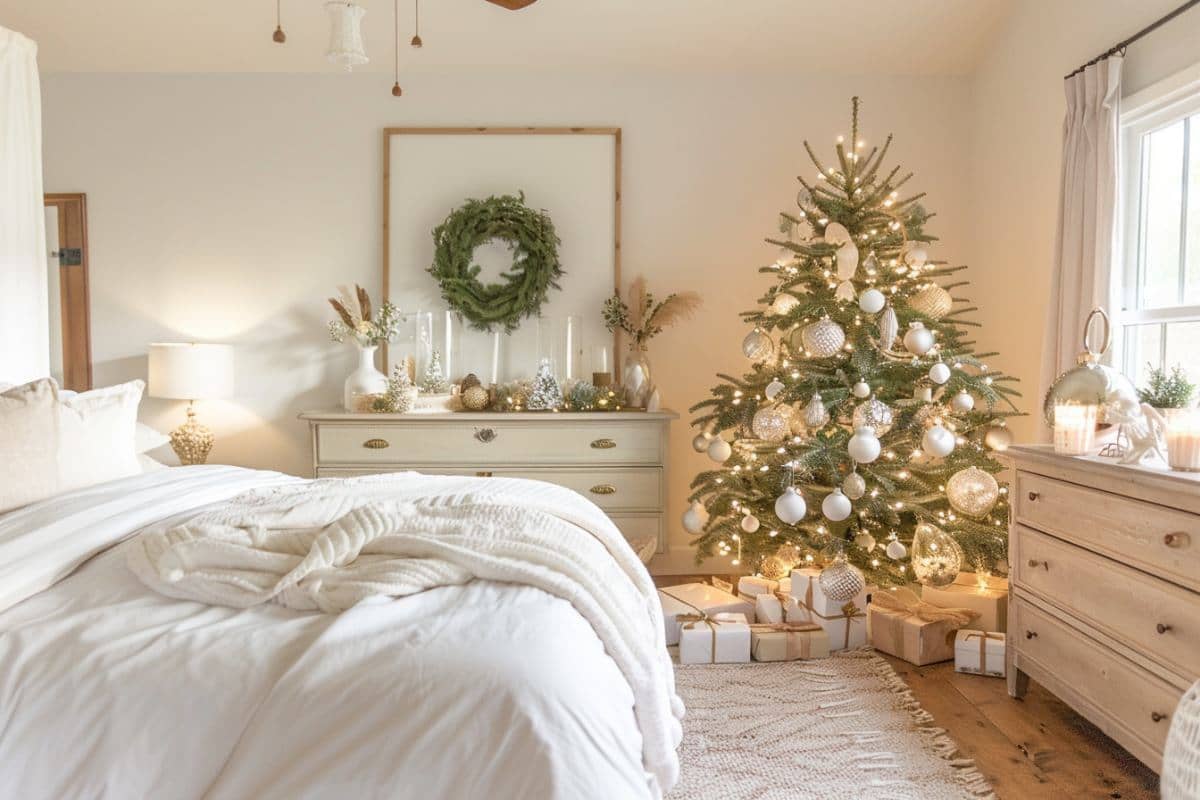 30+ Cozy Farmhouse Christmas Bedrooms! - Restore Decor & More