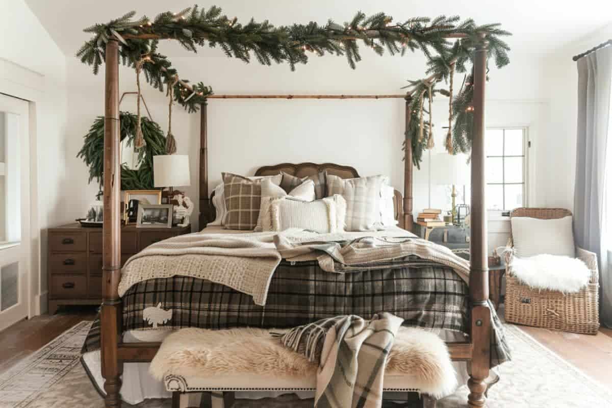 30+ Cozy Farmhouse Christmas Bedrooms! - Restore Decor & More