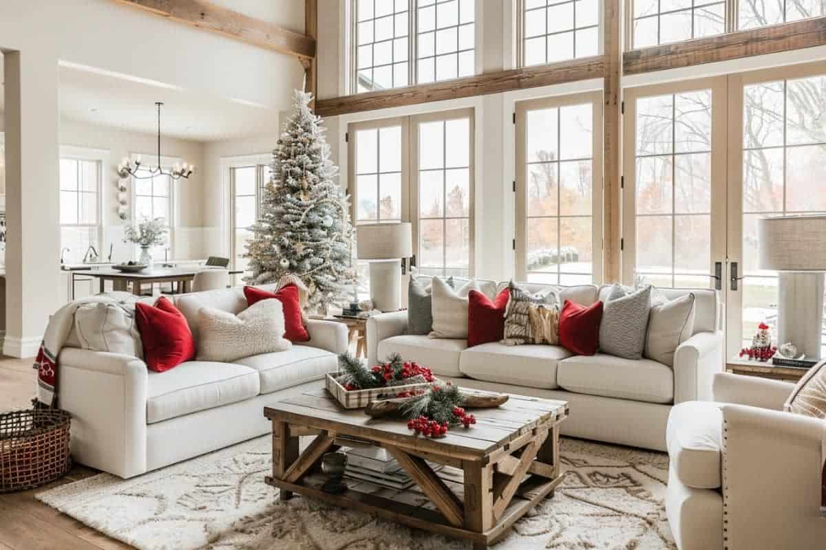50 Farmhouse Christmas Living Rooms That Wow! - Restore Decor & More