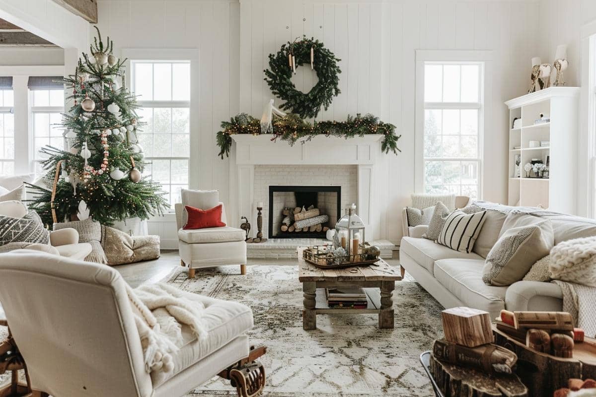 50 Farmhouse Christmas Living Rooms That Wow! - Restore Decor & More