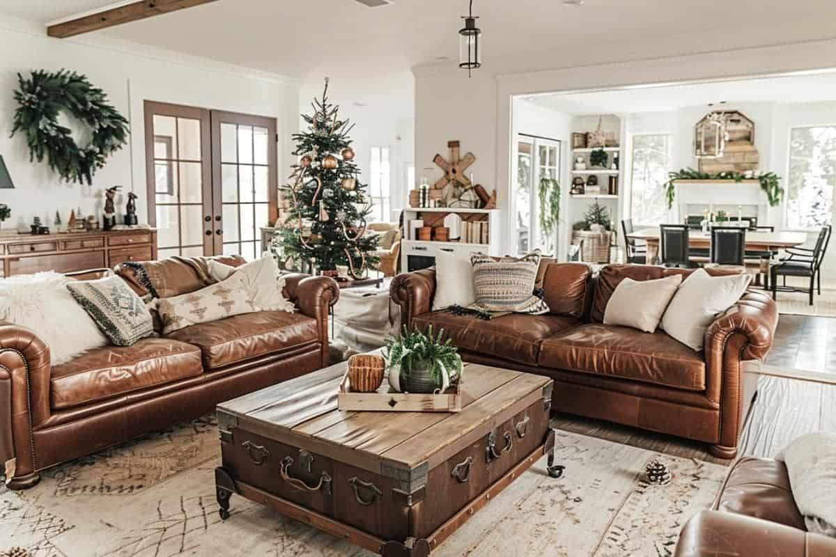 50 Farmhouse Christmas Living Rooms That Wow! - Restore Decor & More