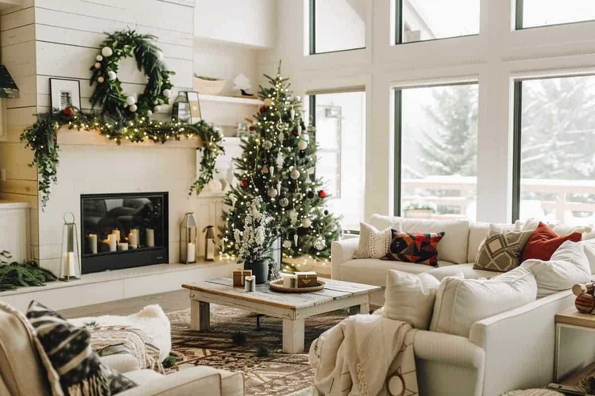 50 Farmhouse Christmas Living Rooms That Wow! - Restore Decor & More
