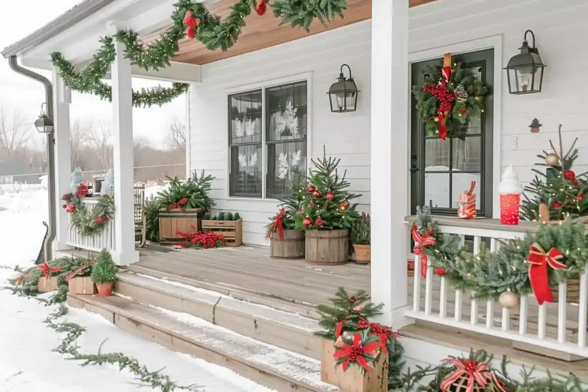 40+ Farmhouse Christmas Porches to Sleigh Your Holiday Style! - Restore ...