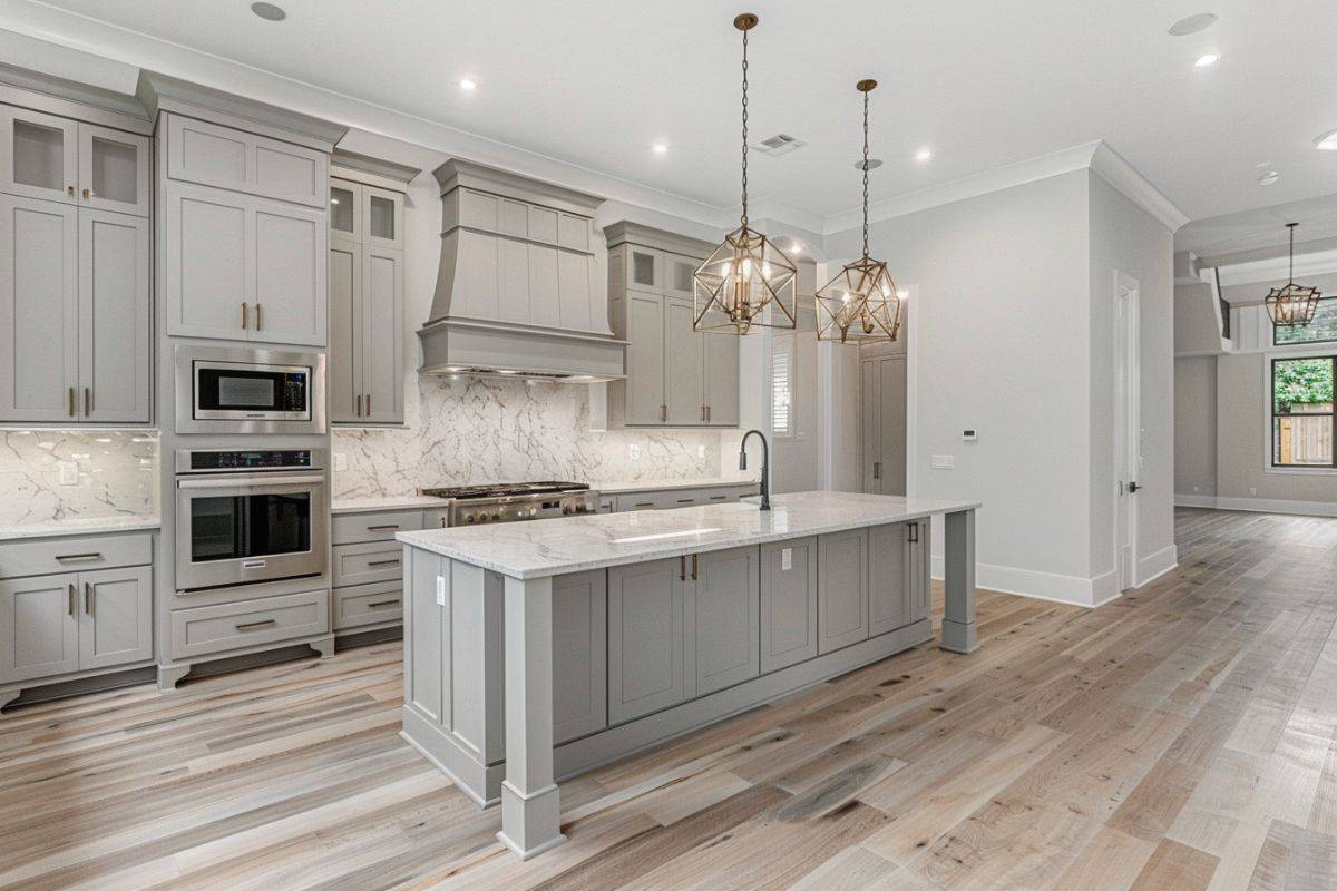 Elegant Kitchen Cabinets with Light Grey Floors for Modern Spaces
