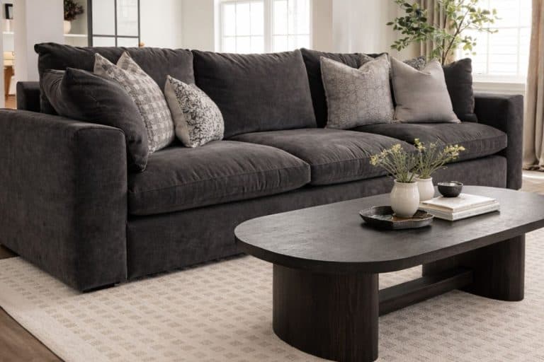 Charcoal Couch Living Rooms: How To Style One So It Looks Warm, Modern, and Expensive