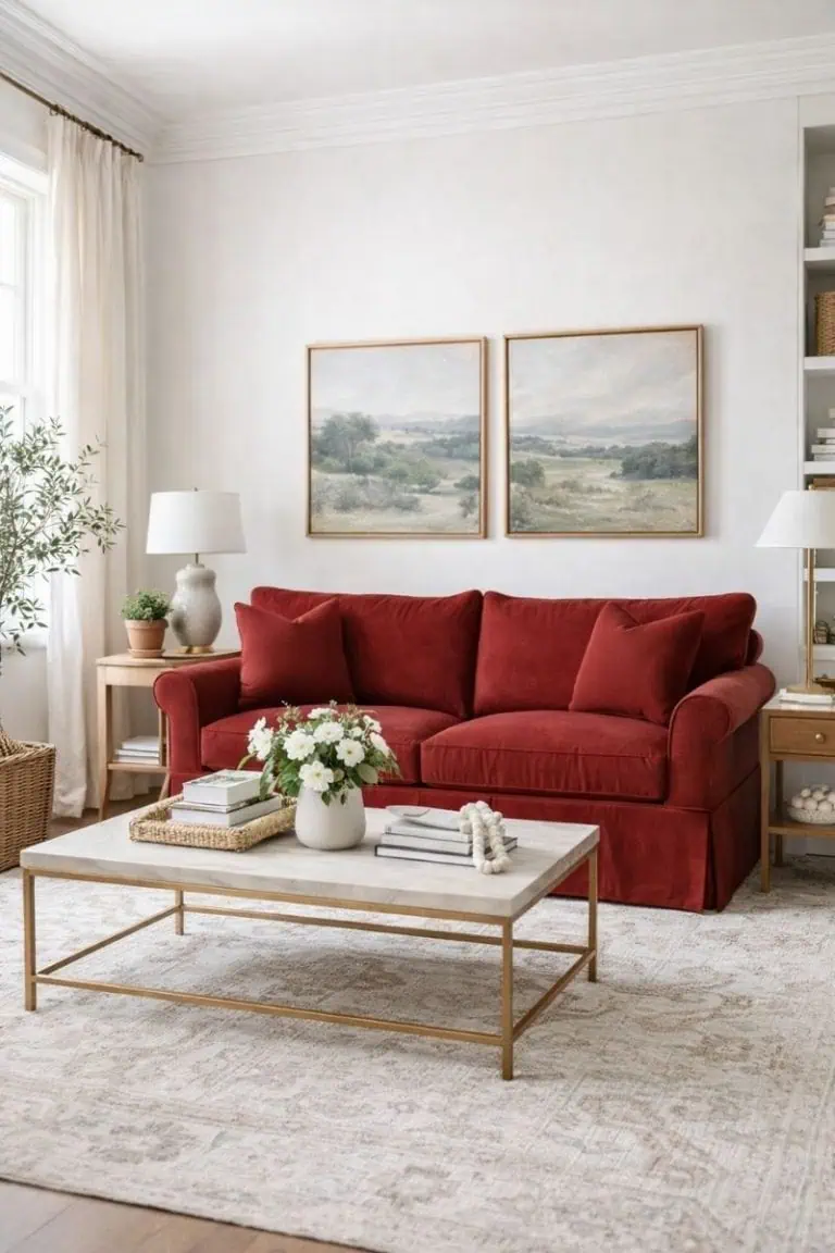 25 Red Couch Living Rooms That Feel Bold, Balanced & Designer-Level Beautiful